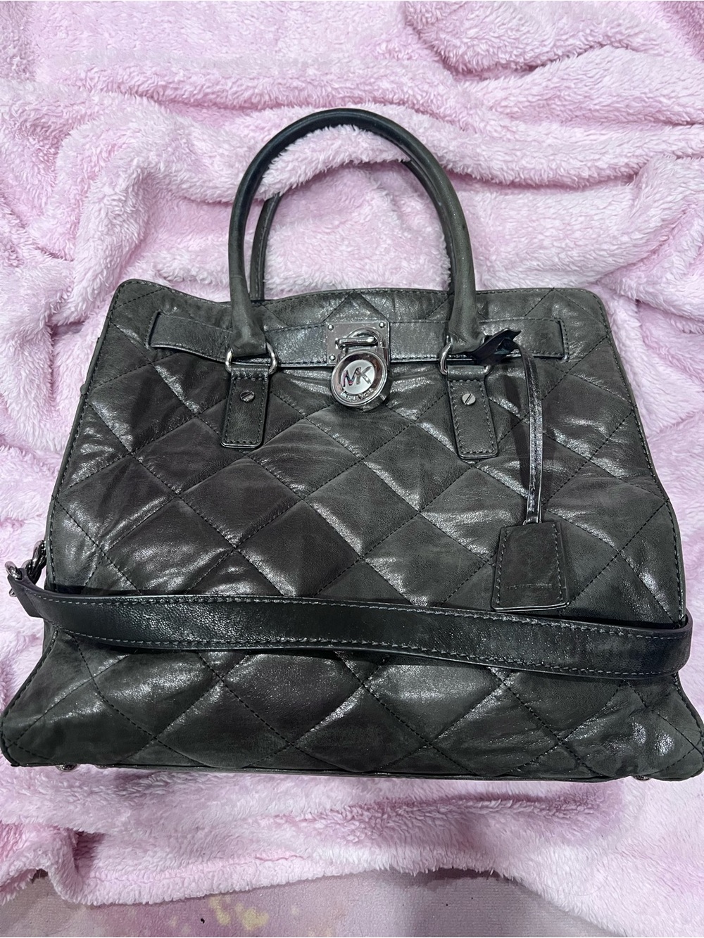 Michael Kors 2011 Quilted Leather Satchel in Metallic Grey